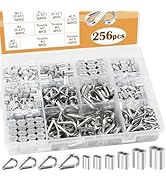 zDwfDc 256PCS Cable Crimps Aluminum Crimping Loop Sleeve and 304 Stainless Steel Wire Rope Cable ...