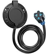 20A 125V AC Port Plug,12AWG Heavy-Duty RV Shore Power Inlet Plug with 5-in-1 T-Blade Adapter &amp; 6f...