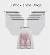 Vorspack Transparent Shoe Bags, Travel Size, Large Capacity, Rope Closure, 13 Pack