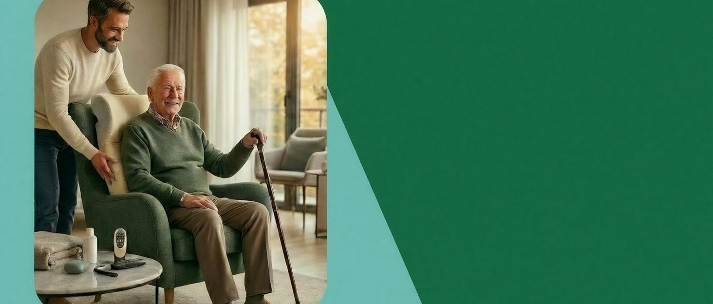 Comfort Axis logo colors with image of Man