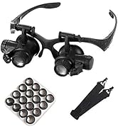 mlogiroa Head Mounted Magnifier with LED Light, Jewelers Loupe Magnifying Glasses with 8 Intercha...