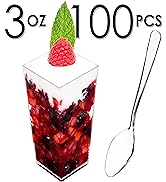 DLux 100 x 3 oz Mini Dessert Cups with Spoons, Square Tall