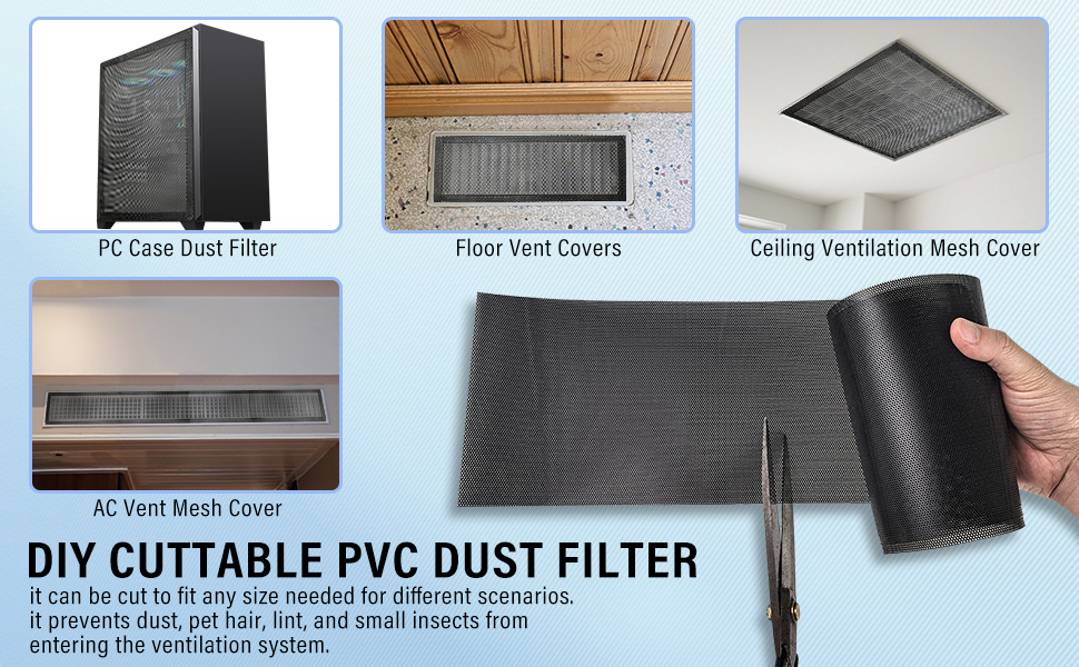 DIY Floor Vent Covers, Air Vent Screen Cover,Magnetic PVC Vent Mesh computer case exhaust vents