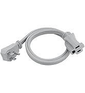 Clear Power 3ft 14/3 Gray Air Conditioner/Major Appliance Indoor Extension Cord, Grounded Flat Pl...