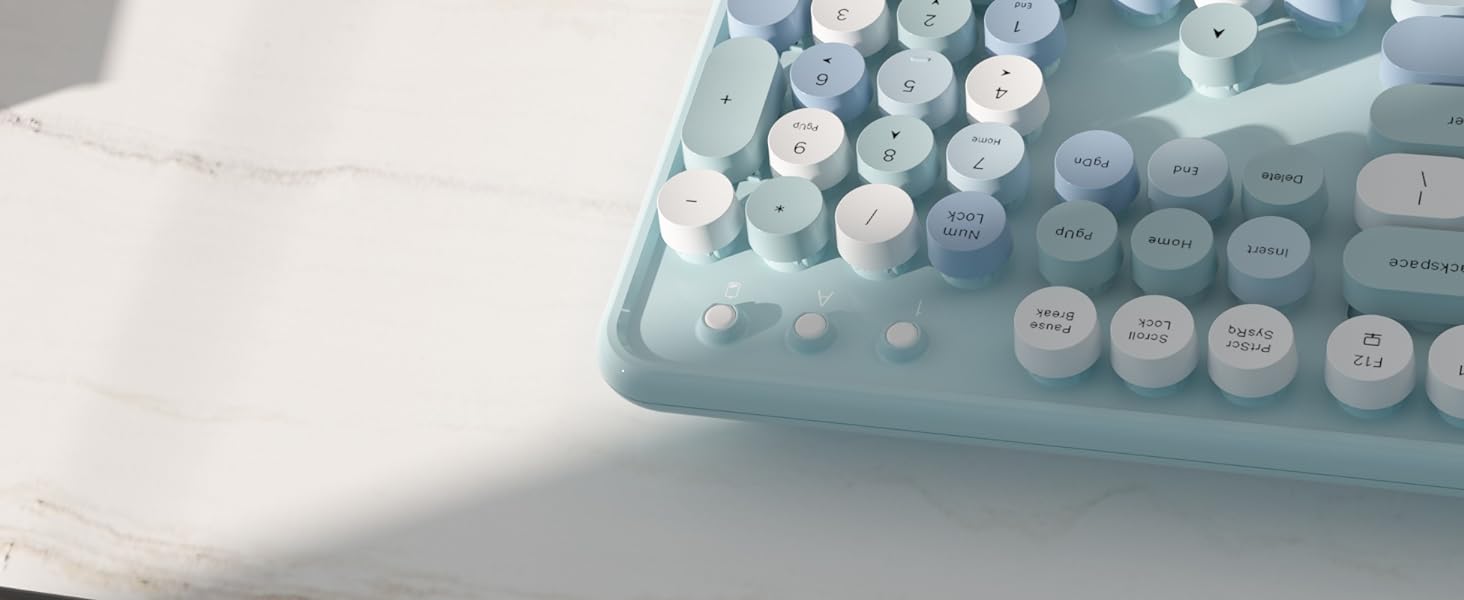 blue colorful wireless keyboard and mouse