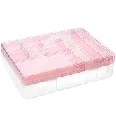 BTSKY 2-Tier Cute Bear Storage Box with Removable Divided Tray Portable Clear Plastic Art Craft S...