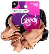 Goody Ouchless Forever Satin Scrunchies, 2 Ct, Brown &amp; Black, 3X Stronger Damage-Free Hold Hair S...
