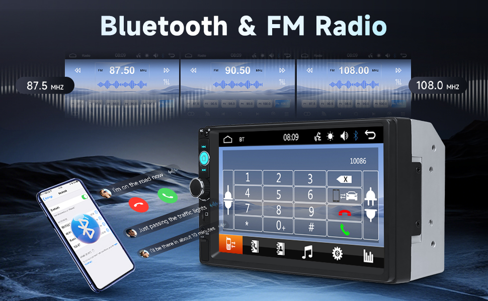 Double Din Car Stereo Bluetooth 7 inch Touch Screen 