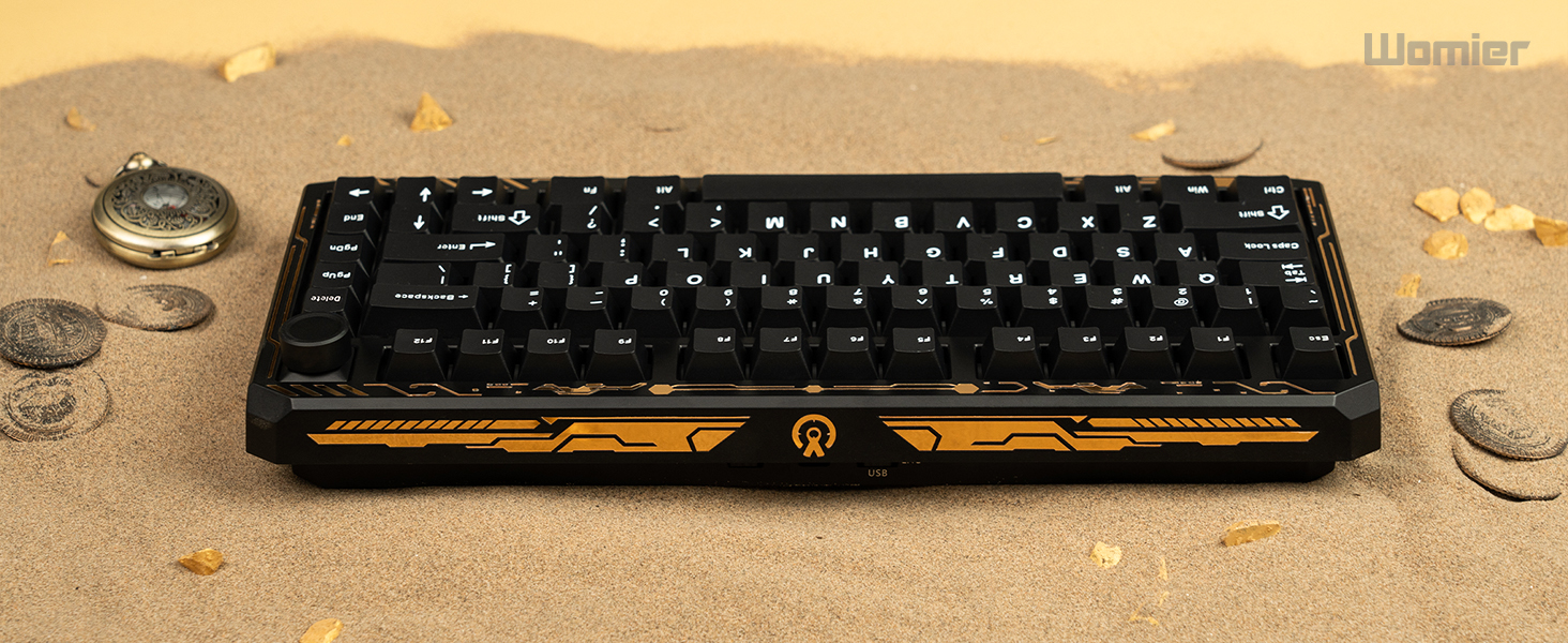 Wireless Gaming Keyboard Black Knob, 75% Aluminum Mechanical Keyboard QMK/VIA
