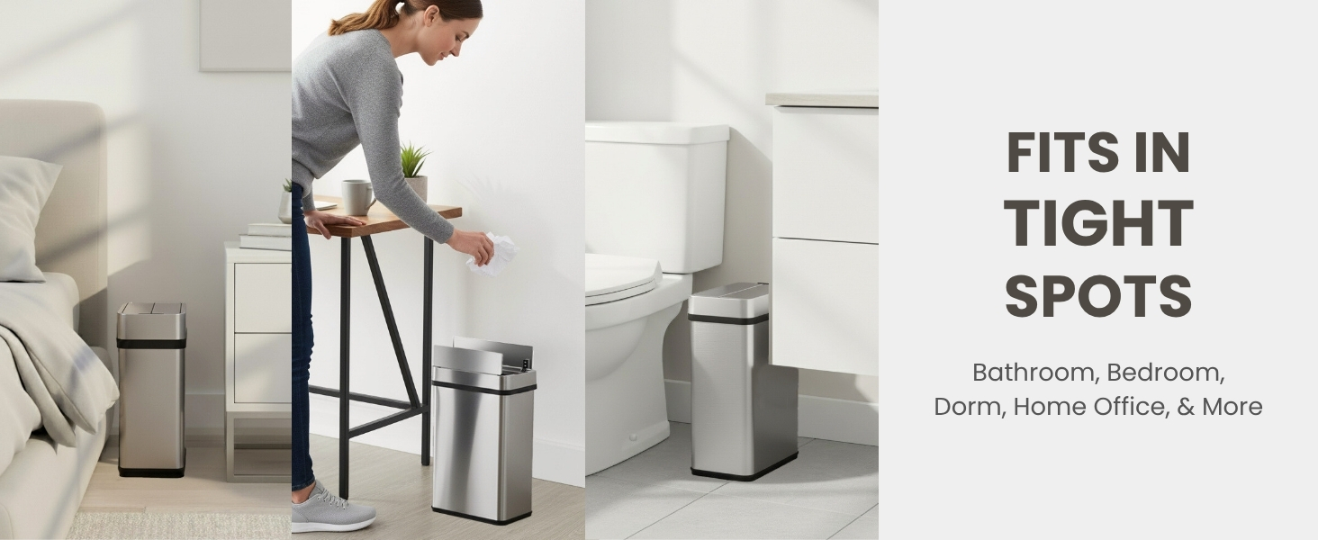 slim trash can fits in tight spots