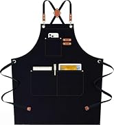 AFUN Chef Aprons for Women Men with Oversized Pockets, 12-Ounce Cotton Canvas Cross Back Water Re...