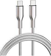 6.6ft metal braided usb-c to usb-c cable, silver