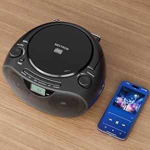 Nextron Portable CD Player Boombox with Bluetooth Wireless