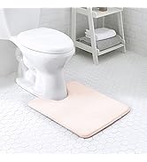 Walensee Extra Thick Memory Foam Bathroom Contour Rug (20x24 Dusty Pink) Non Slip Toilet U Shaped...
