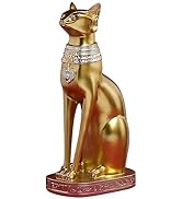 Ni-JASW 9.4 inch Tall Gold Egyptian Cat Goddess Bastet Statue, Ancient Egypt Bast Figurines Home ...