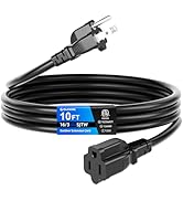 islewire 10 FT Outdoor Extension Cord Waterproof, Black, 3-Prong Power Cord, 16 AWG SJTW, 13A 162...