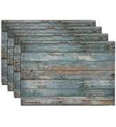 Rustic Wooden Board Print Placemats Set of 4 Vintage Wood Grain Texture Farmhouse Place Mats Wash...