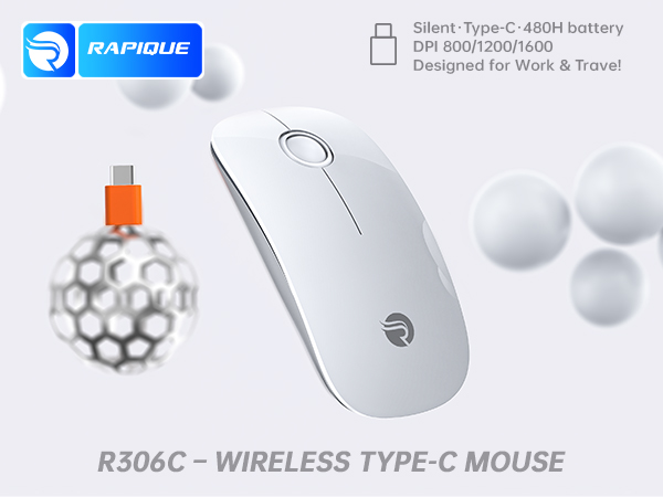R306C USB C Wireless Mouse for Macbook, iPad, Chromebook