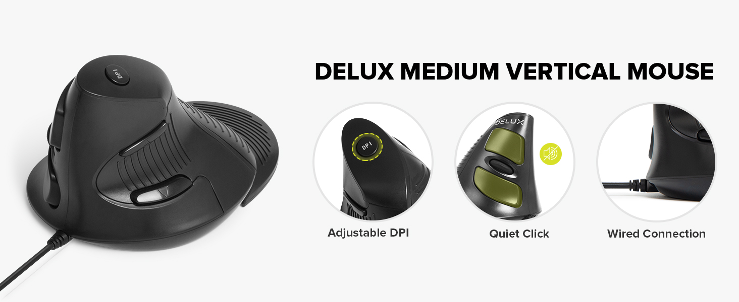 DELUX Medium Vertical Mouse