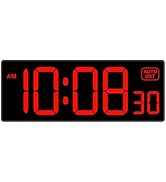 Soobest LED Digital Wall Clock, Large Digital Clock Bold Numbers with Seconds for Seniors Visuall...