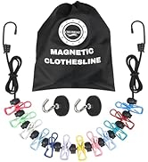 Magnetic Clothesline for Cruise Stateroom, Rubber Coated Non-Scratch Strong Magnets, Ship Approve...