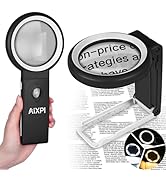 Magnifying Glass with Light and Stand, 10x Large Lighted Magnifying Glass 18 LED Illuminated Hand...