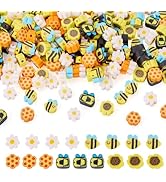 Craftdady 200Pcs Bees, Flower, Honeycomb Beads Handmade Polymer Clay Beads Cute Animals Insect Sp...
