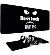 Large Gaming Mouse Pad –35.43" x 15.75"Extended Desk Mat with Don't Touch My PC Angry Cartoon Des...