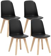 Giantex Modern Dining Chairs Set of 4, Black Armless Kitchen Chair w/Solid Beech Wood Legs, Tilt ...