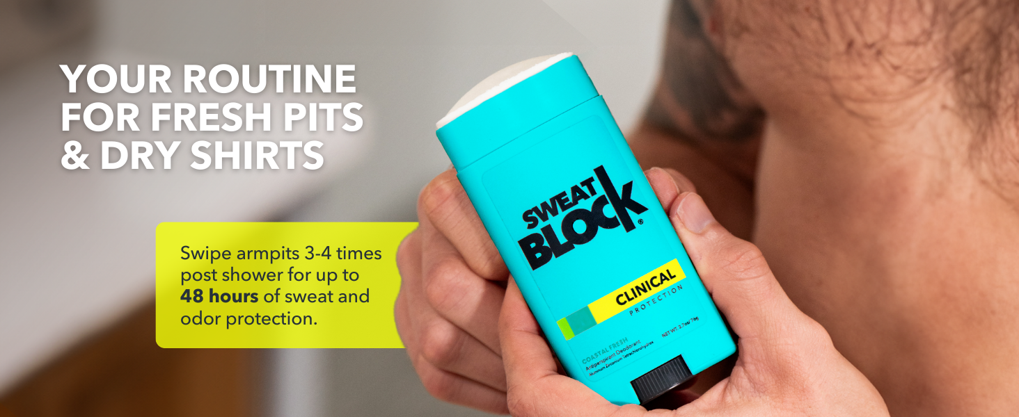 sweat block everyday antiperspirant deodorant stick men women 24-hour degree odor protection