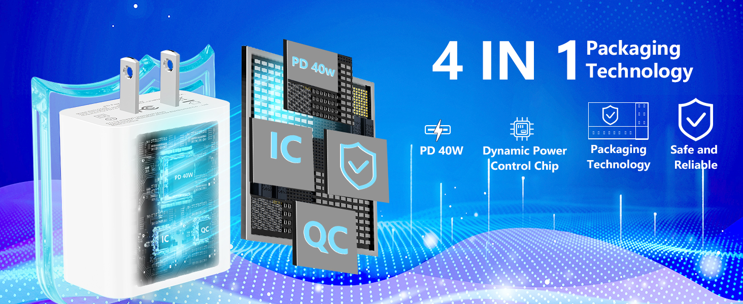 MFi Certified 2Pack 40W Dynamic Power Adapter USB C Charger Block Type C Wall Charger for iPhone 17