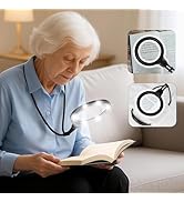 15X Hands Free Magnifying Glass with Light, 1200mAh Rechargeable Neck Magnifier with 12 LED 6 Lig...