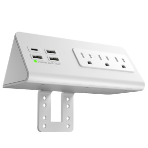 Edge Mount Power Strips White Power Stations for Nightstand Home Office Power Strips