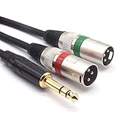 SiYear 1/4" TRS to Dual XLR Male Y Splitter Cable, 6.35mm Quarter inch Stereo to 2 XLR Male Break...
