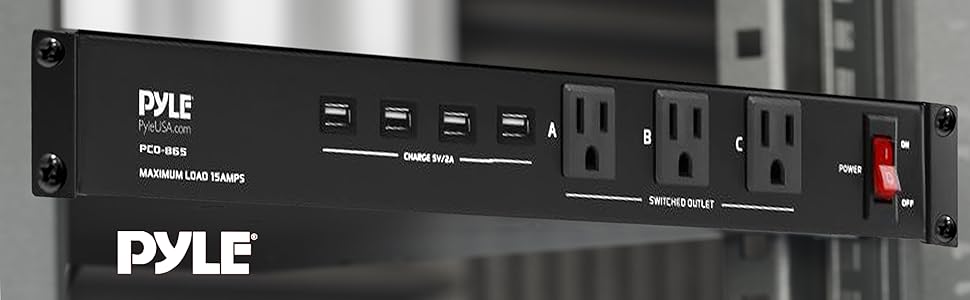 Pyle 19 Outlet 1U 19" Rackmount PDU Power Distribution Supply Center Conditioner Strip