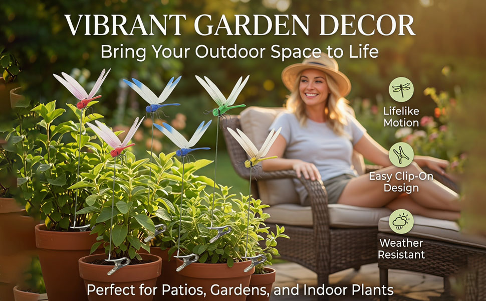 3D Outdoor Dragon Fly Decor Clip on Dragonfly for Bugs Dragonfly Garden