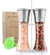 Salt and Pepper Grinder Set - Stainless Steel Refillable Salt &amp; Peppercorn Shakers