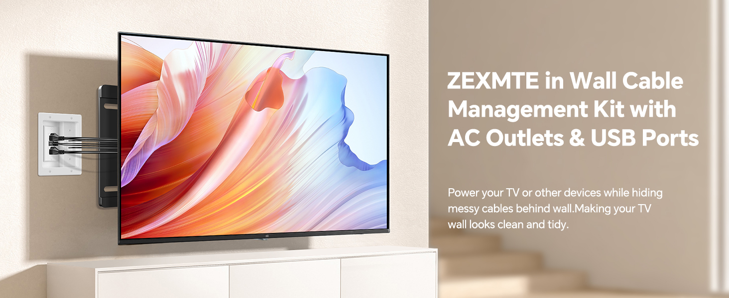 in Wall Cable Management Kit with AC Outlets &amp;amp;amp; USB Ports