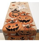 OHOME Halloween Decorations - Waterproof Table Runner for Indoor Outdoor | Halloween Pumpkins Lea...