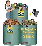 3 Pack 80 Gallon lawn leaf bags leaf bags yard waste bags,Gardening gloves included,Collect falle...