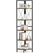 Giantex 5-Tier Corner Shelf, 63" Tall Corner Bookshelf, Freestanding Storage Rack w/Metal Frame, ...