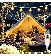 Joomer Camping String Lights, Camping Essentials Gear 33FT 100LED Rechargeable Ball Lights Waterp...