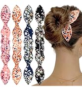 4 Pcs Deft Hair Bun Maker French Twist Donut Hair Bun Rabbit Ear Bun Twister Flower Flexible Donu...