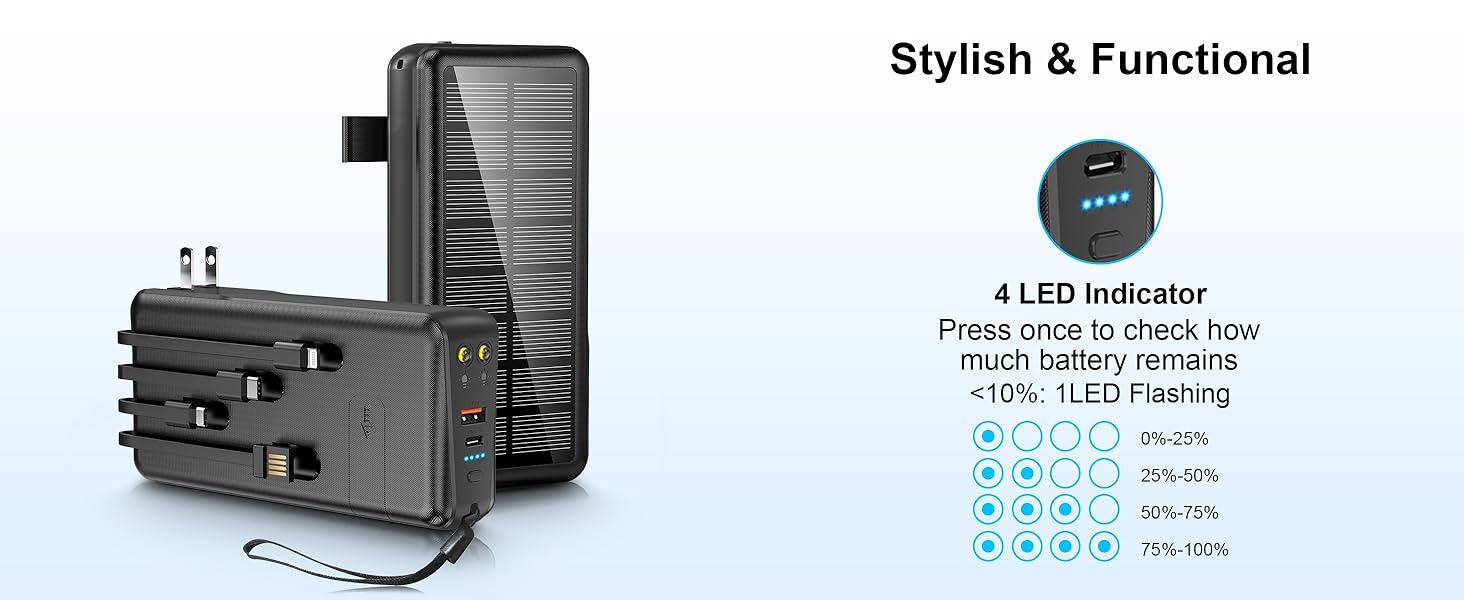 Solar Power Bank with 5 Output & 2 Input