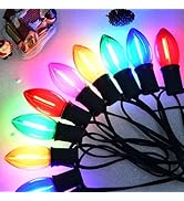 PASUTO C9 LED Multicolor Christmas Lights Outdoor, 20Ft Vintage Christmas Lights with 21 Colorful...