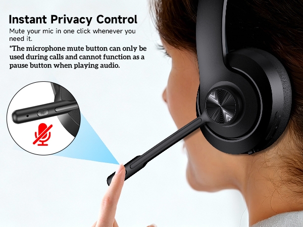 wireless headset with mic remote work bluetooth computer headphones office call center lightweight