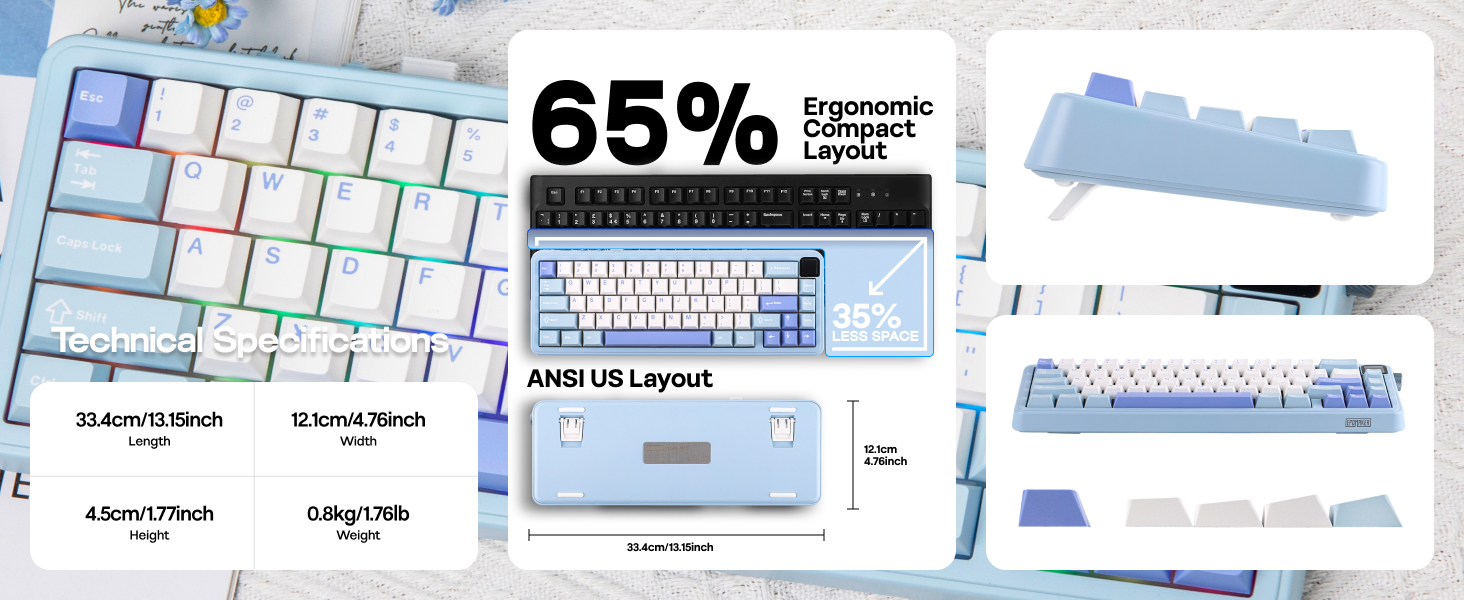 HE65 wireless gaming keyboard with screen and knob