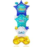 62" Father's Day Balloon - DAD Foil Standing Balloon, Reusable Blue &amp; Gold Father's Day Balloon D...