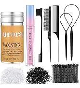 7Pcs Hair Finishing Stick Set with 1Pcs Slick Back Brush,1Pcs Fly Away Stick for Hair,50PCS Bobby...