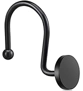 ZESLMG Shower Curtain Hooks, Black Shower Curtain Rings Rustproof Metal Round Decorative Shower H...